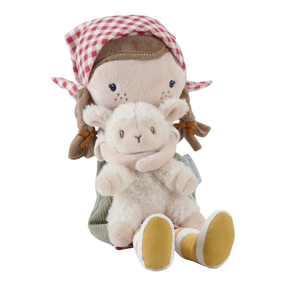 LITTLE DUTCH CUDDLE DOLL FARMER ROSA WITH SHEEP 25CM PLUSH