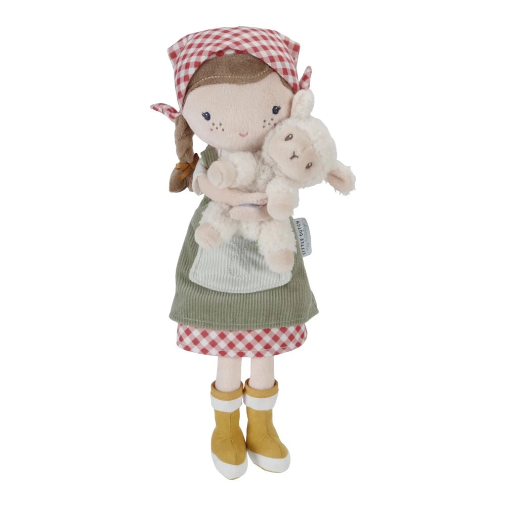 LITTLE DUTCH CUDDLE DOLL FARMER ROSA WITH SHEEP 25CM PLUSH