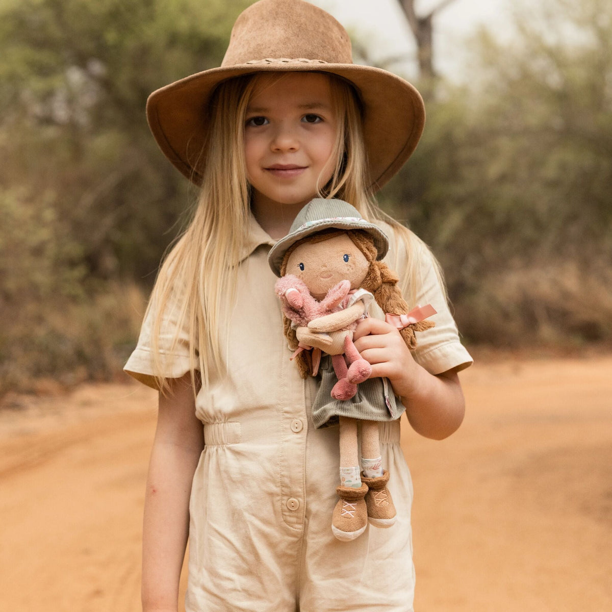 LITTLE DUTCH SAFARI FRIENDS RANGER ROSA WITH FLAMINGO CUDDLE DOLL