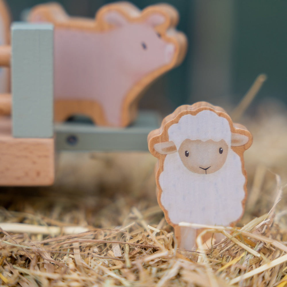 LITTLE DUTCH LITTLE FARM WOODEN TRACTOR WITH TRAILER