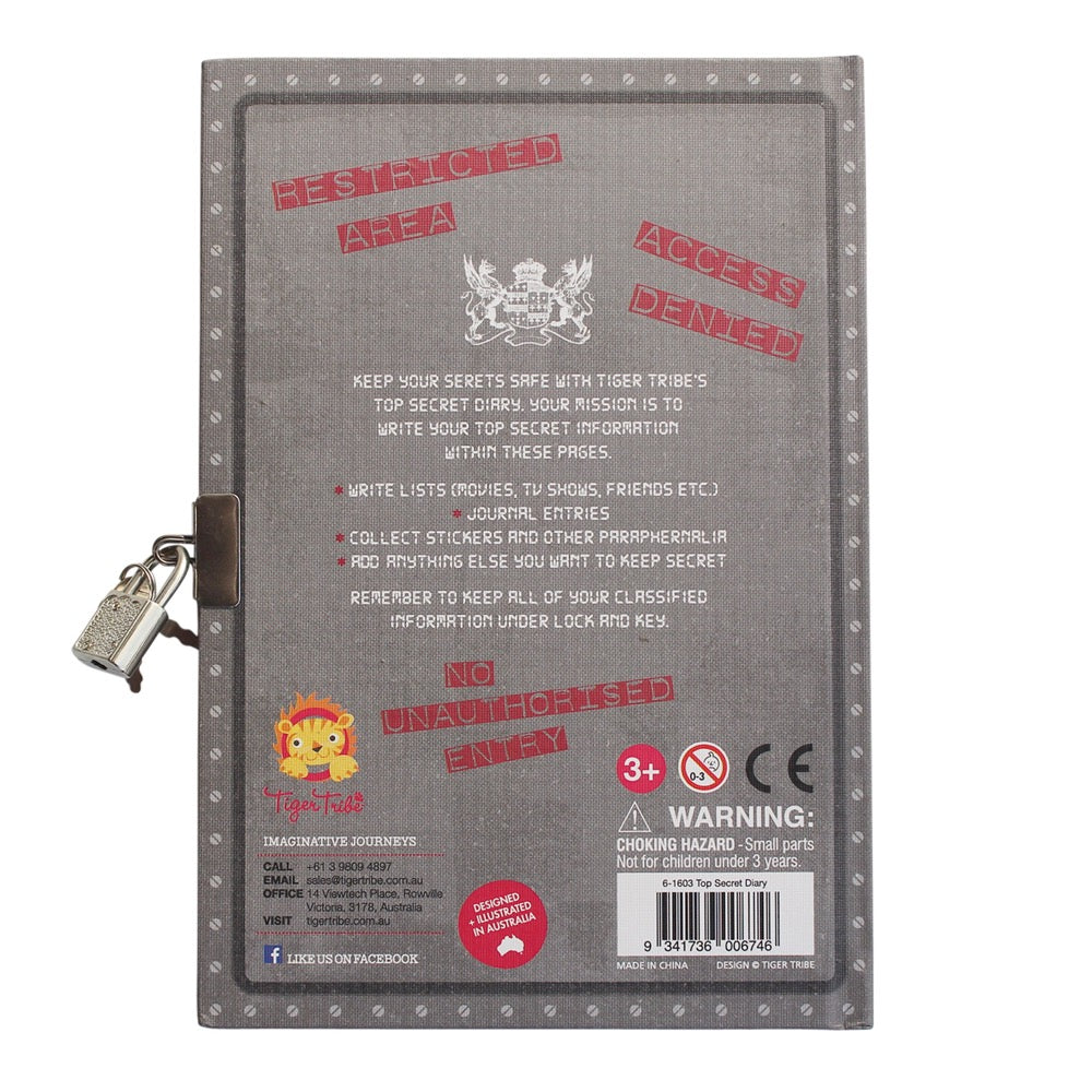 TIGER TRIBE LOCKABLE DIARY TOP SECRET