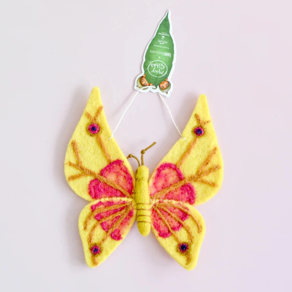 TARA TREASURES MAY GIBBS FELT BUTTERFLY YELLOW
