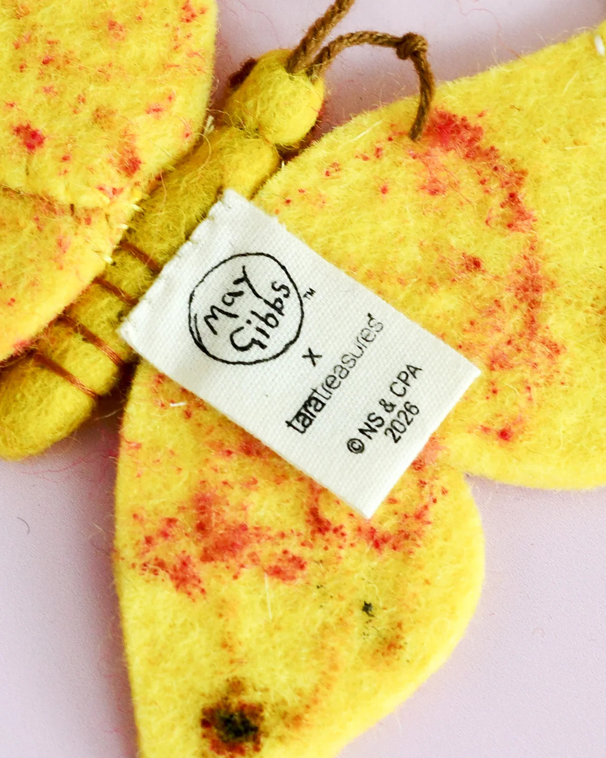 TARA TREASURES MAY GIBBS FELT BUTTERFLY YELLOW