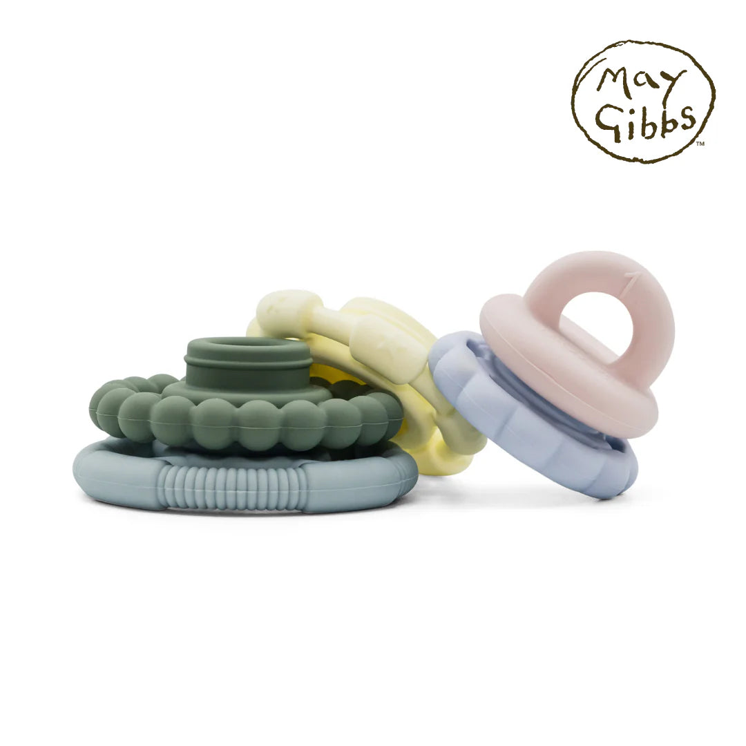 JELLYSTONE DESIGNS MAY GIBBS RAINBOW SILICONE STACKER AND TEETHING TOY
