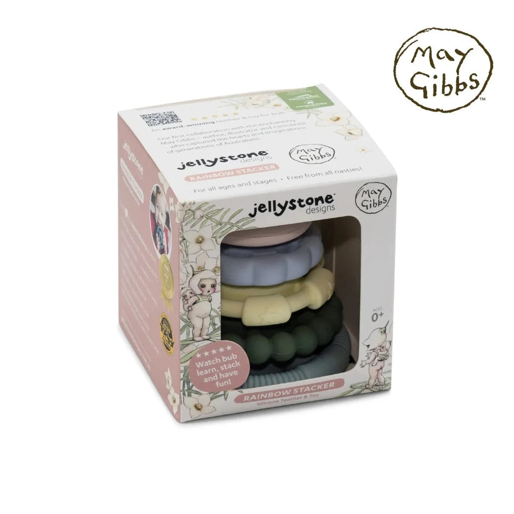 JELLYSTONE DESIGNS MAY GIBBS RAINBOW SILICONE STACKER AND TEETHING TOY