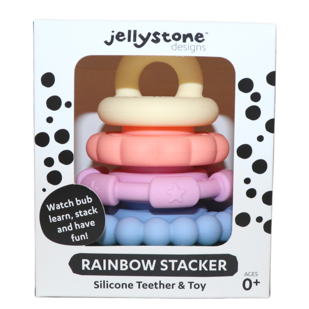 JELLYSTONE DESIGNS SILICONE RAINBOW STACKER AND TEETHER PASTEL