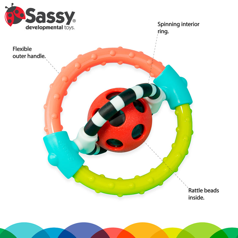 SASSY BABY SPIN AND CHEW RATTLE RING