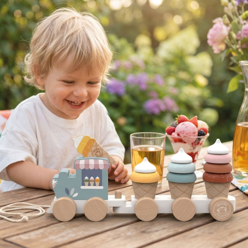 SPEEDY MONKEY ICE CREAM STACKING TRAIN
