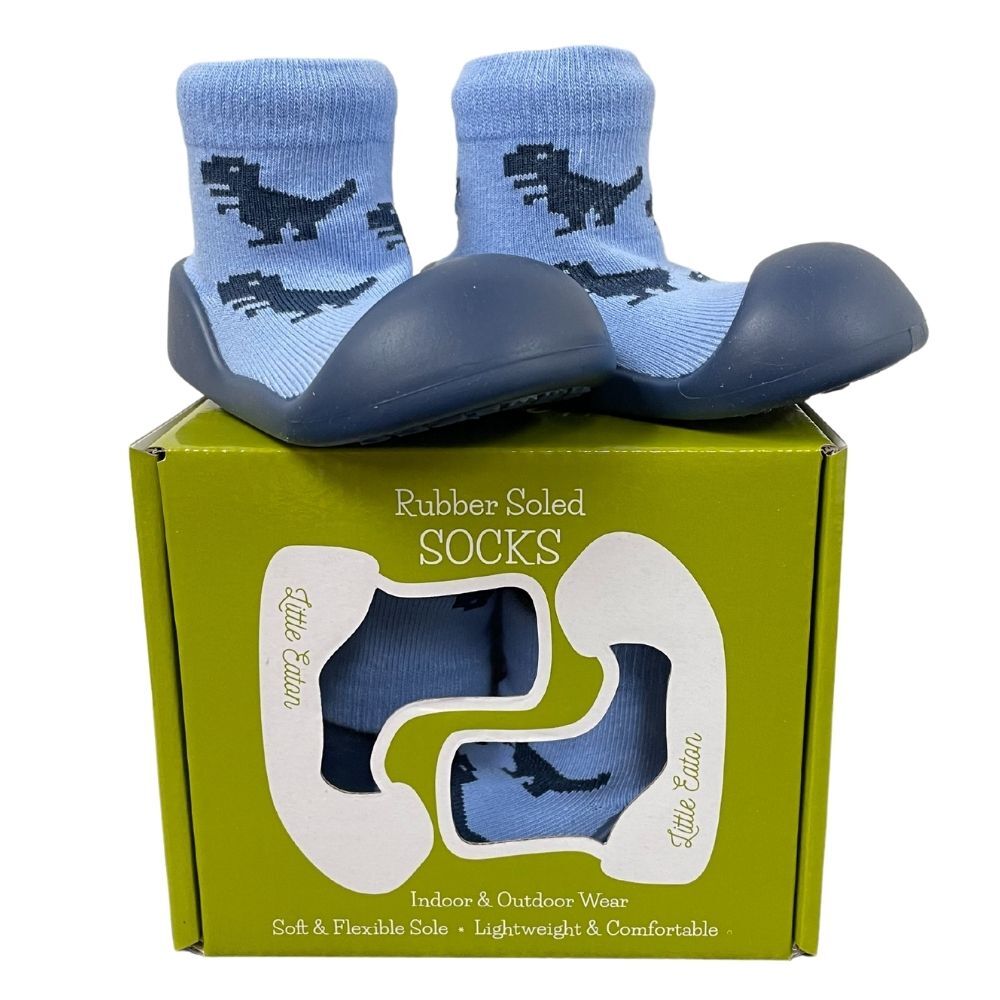 RUBBER SOLED SOCKS 18-24MTHS DINOSAUR