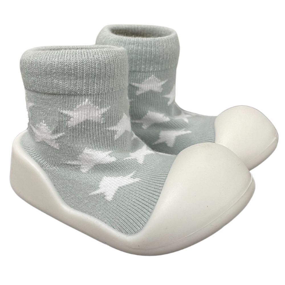 RUBBER SOLED SOCKS 18-24MTHS GREY STARS