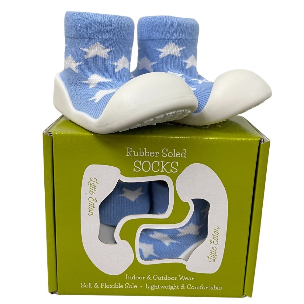 Little Eaton RUBBER SOLED SOCKS 12-18MTHS STAR BLUE