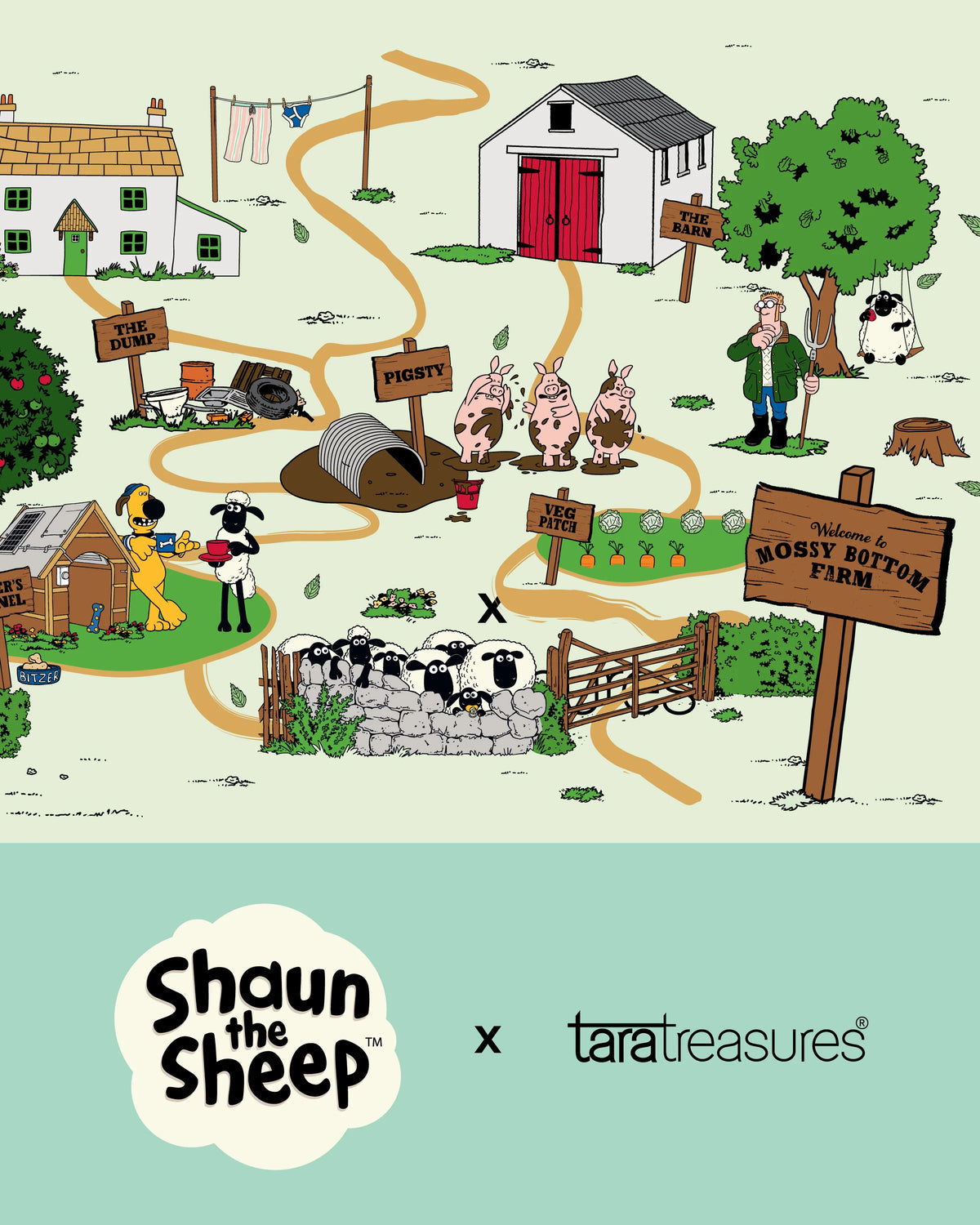TARA TREASURES SHAUN THE SHEEP FARM BARN FOR MOSSY BOTTOM PLAY MAT