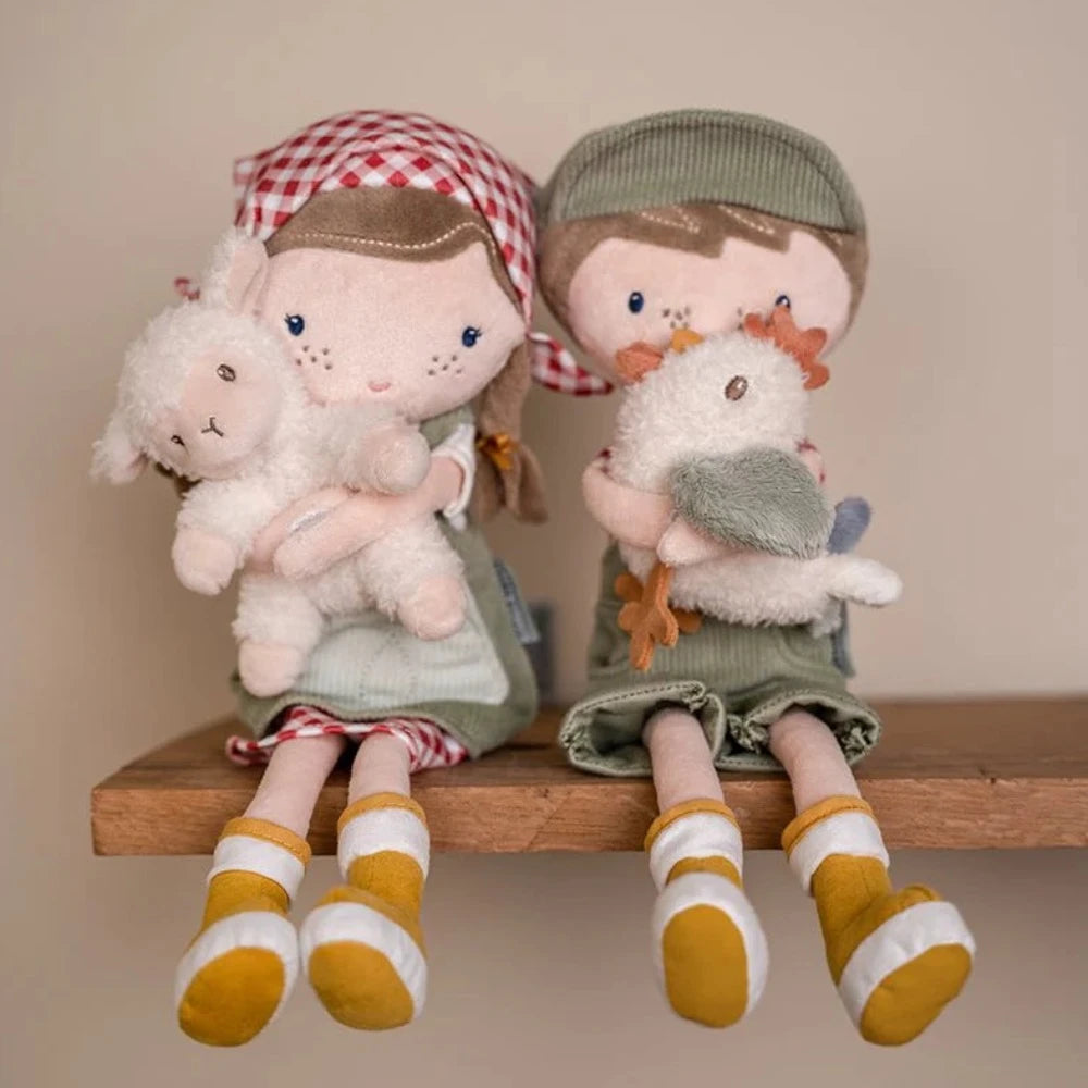 LITTLE DUTCH CUDDLE DOLL FARMER ROSA WITH SHEEP 25CM PLUSH