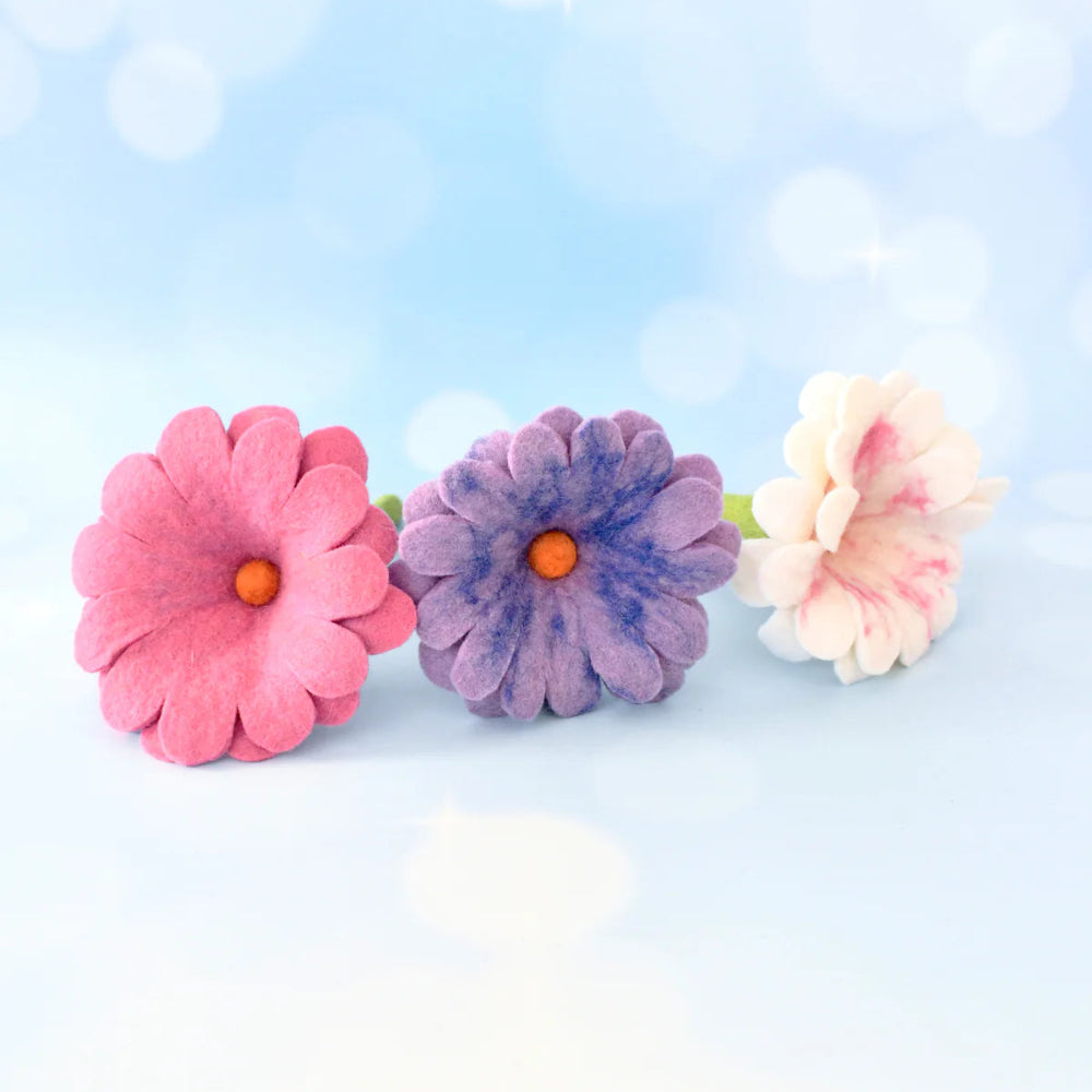 TARA TREASURES FELT PASTEL FLOWER SET OF 3