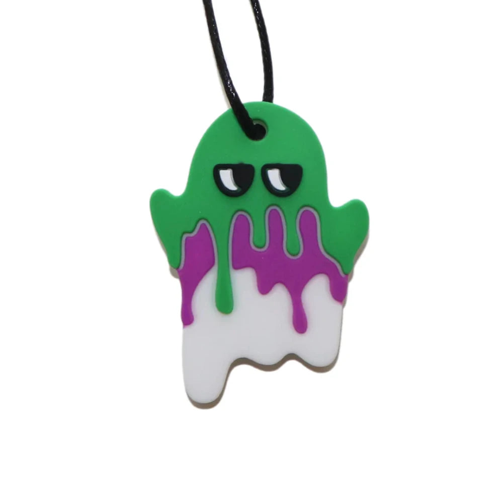 SILICONE PENDANT SPOOKY GHOST GREEN