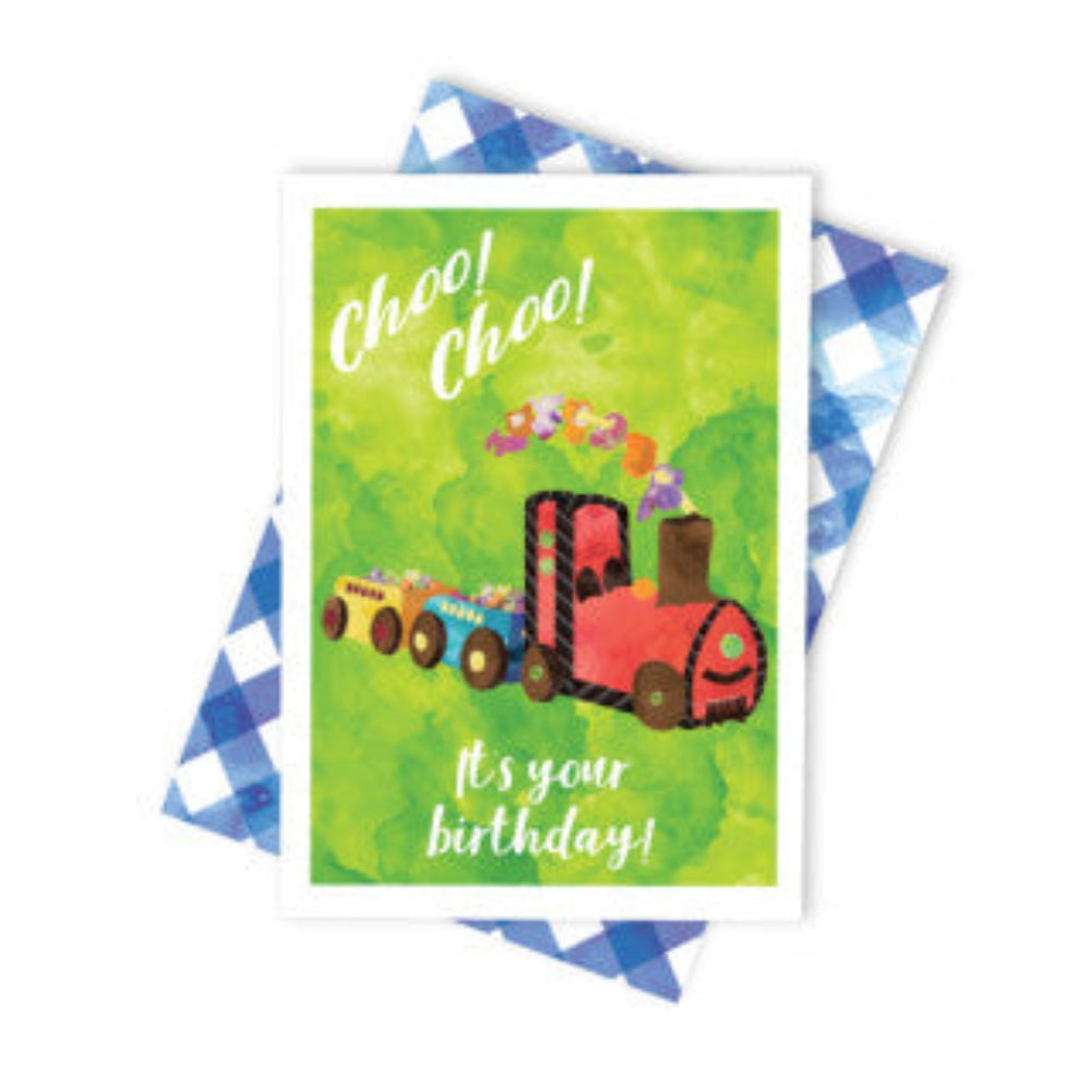 CANDLE BARK TRAIN BIRTHDAY CAKE CARD
