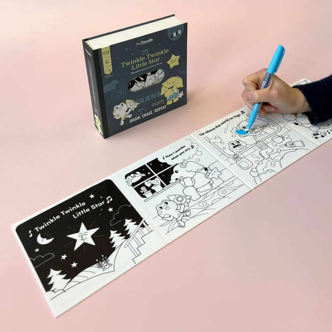 HEY DOODLE TWINKLE TWINKLE TALES REUSABLE COLOURING BOOK