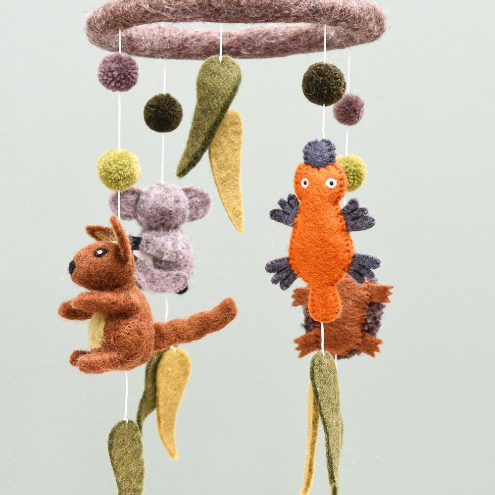 TARA TREASURES FELT COT MOBILE AUSTRALIAN ANIMIALS