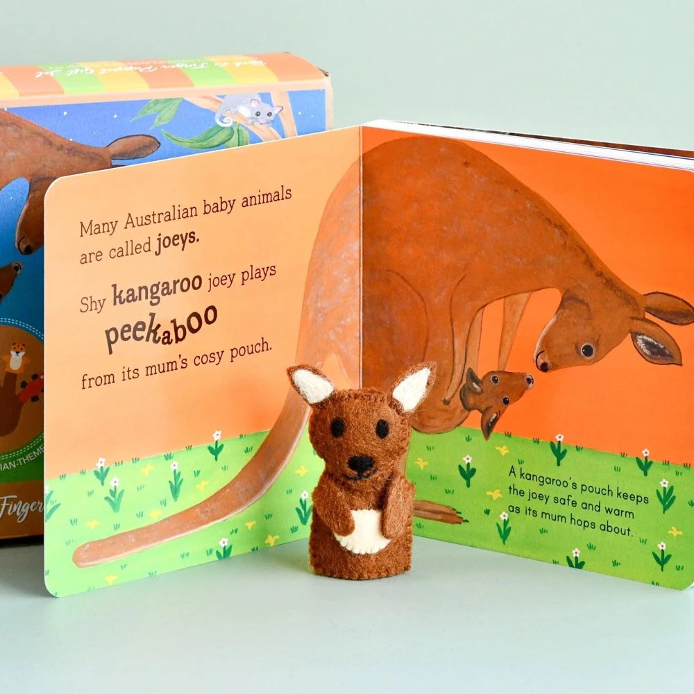 TARA TREASURES FELT AUSTRALIAN BABY ANIMALS FINGER PUPPETS AND BOOK SET BY FRANÉ LESSAC