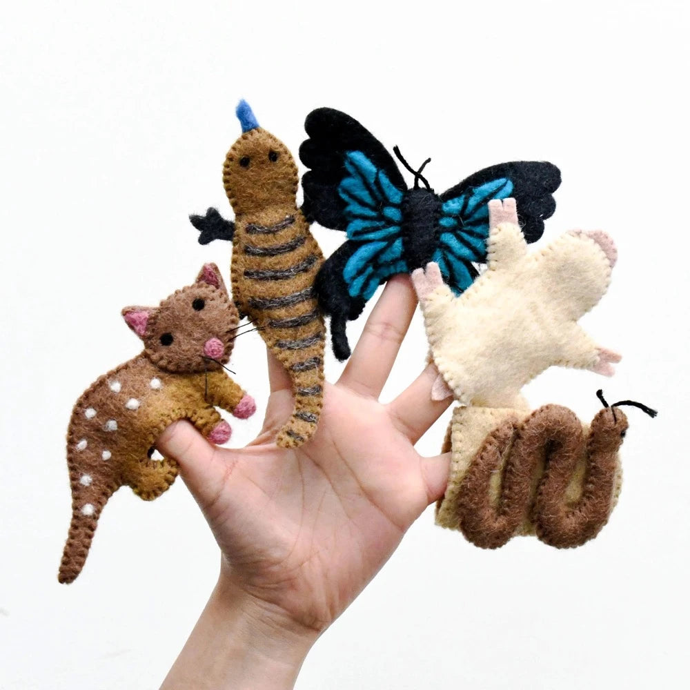 TARA TREASURES FELT FINGER PUPPET SET AUSTRALIAN ANIMALS F
