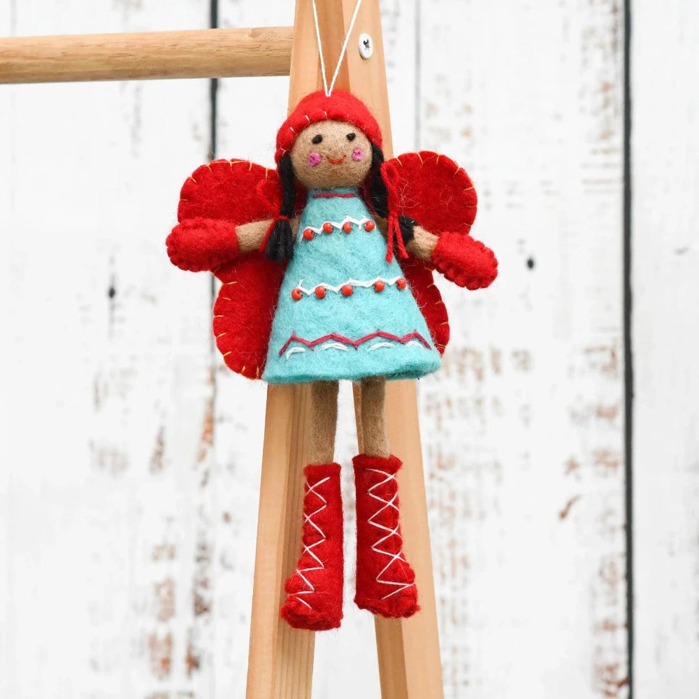 TARA TREASURES FELT GREETINGS FAIRY BLUE DRESS