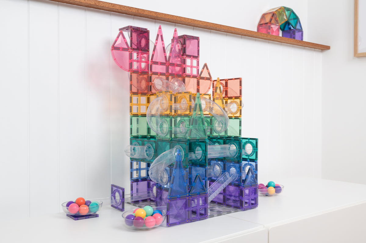 CONNETIX MAGNETIC TILES 106 PIECE PASTEL BALL RUN