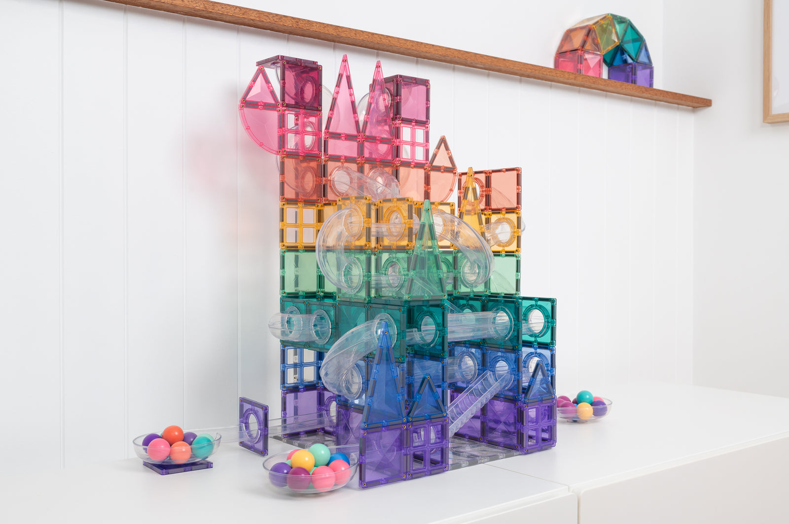 CONNETIX MAGNETIC TILES 106 PIECE PASTEL BALL RUN
