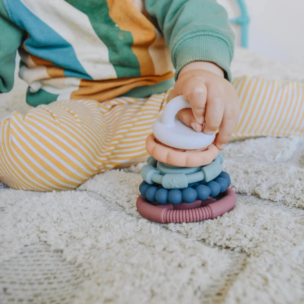 JELLYSTONE DESIGNS SILICONE RAINBOW STACKER AND TEETHER EARTH