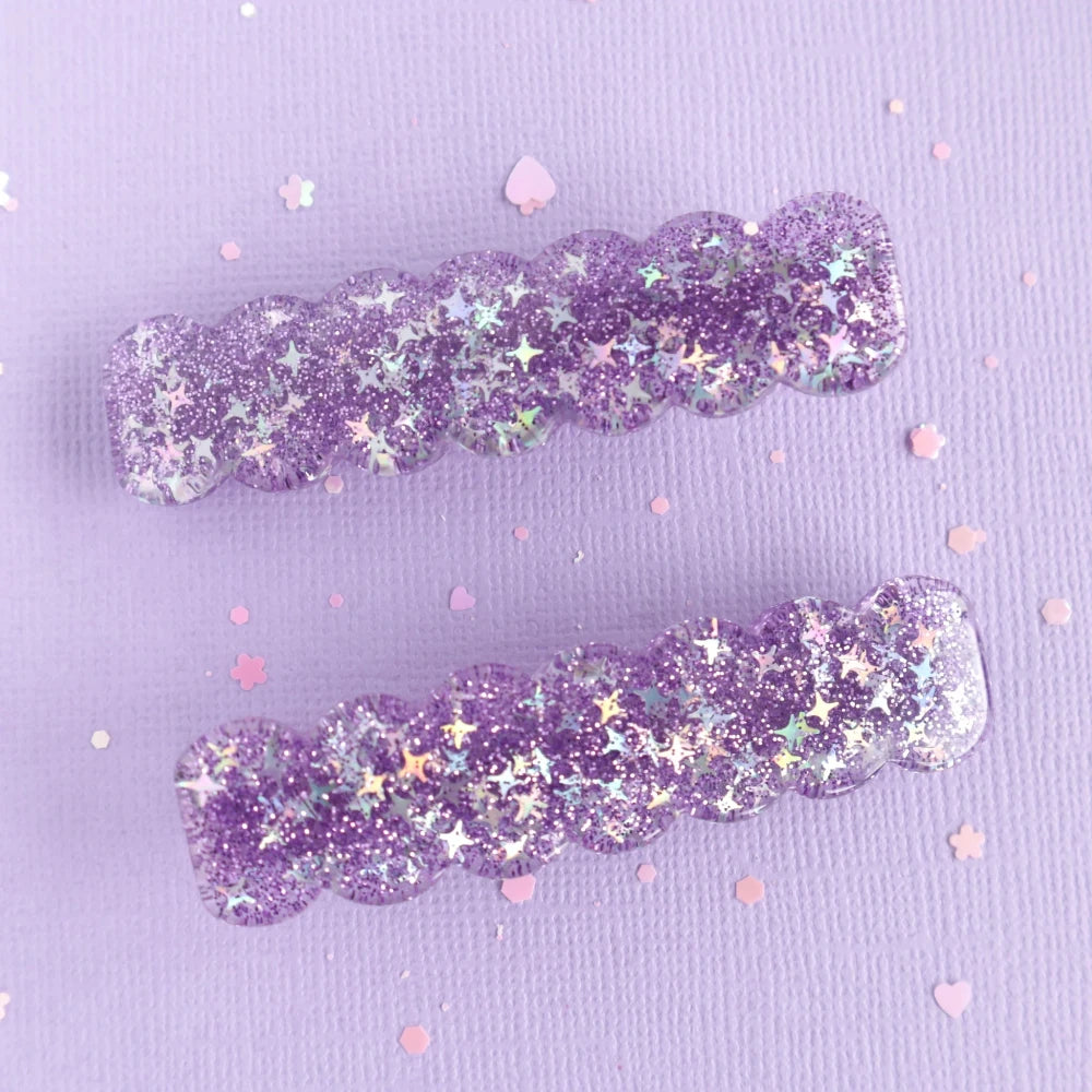 LAUREN HINKLEY PURPLE SPARKLE GLITTER HAIR CLIPS