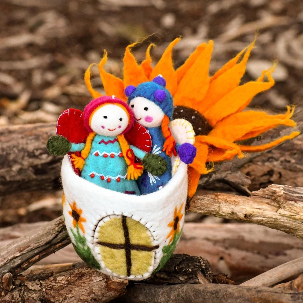 TARA TREASURES FELT FAIRIES AND GNOMES HOUSE SUNFLOWER