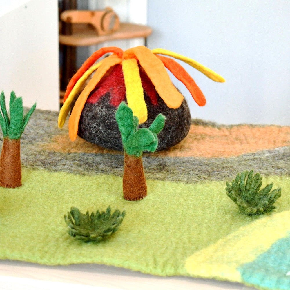 TARA TREASURES FELT PLAY MAT LARGE DINOSAUR INC VOLCANO