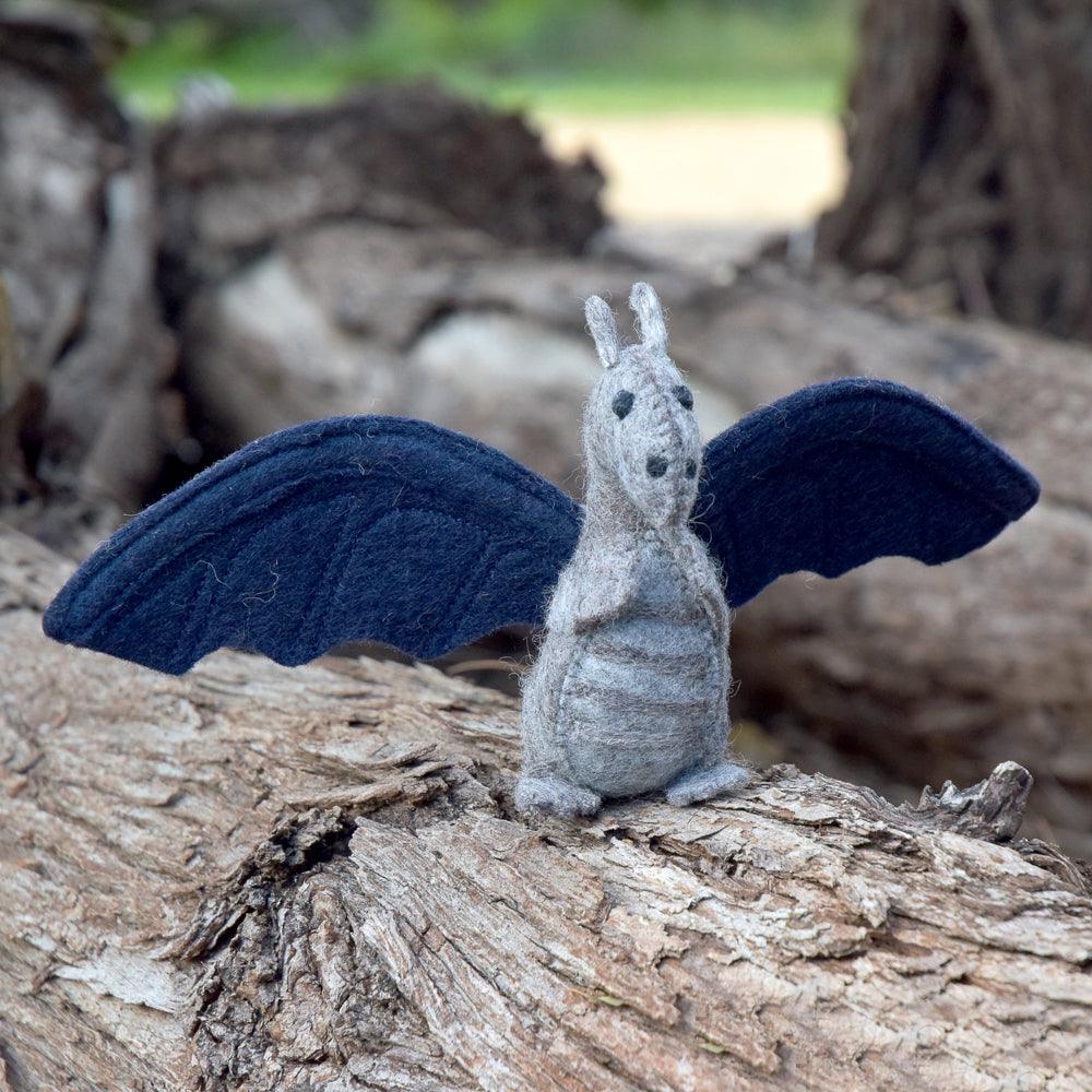 TARA TREASURES FELT DRAGON TOY GREY AND NAVY