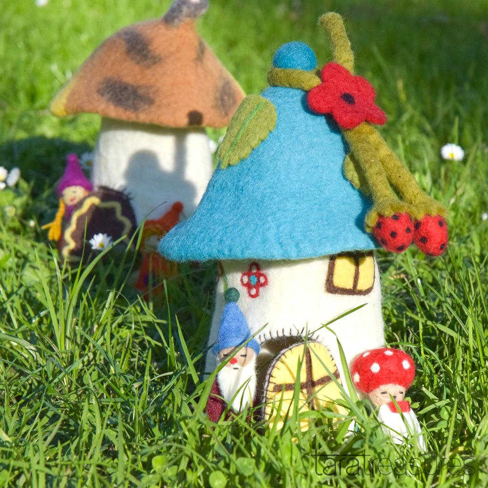 TARA TREASURES FELT FAIRIES AND GNOMES HOUSE BLUE