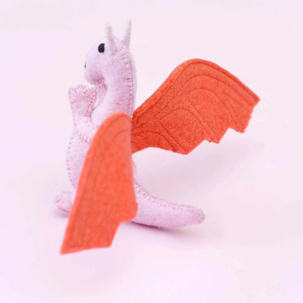 TARA TREASURES FELT DRAGON TOY PINK