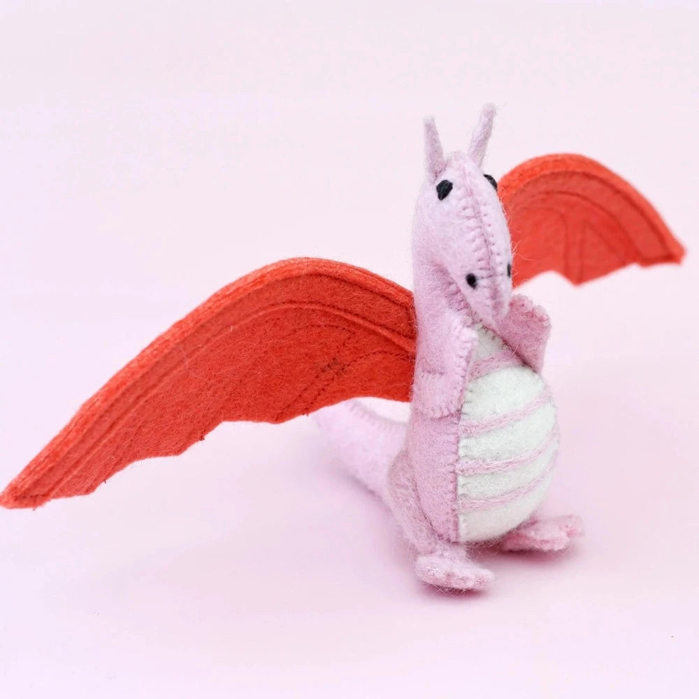 TARA TREASURES FELT DRAGON TOY PINK