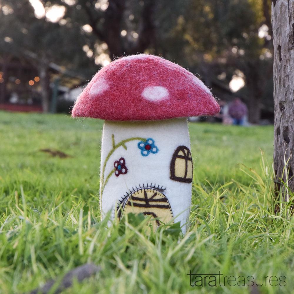 TARA TREASURES FELT FAIRIES AND GNOMES HOUSE RED MUSHROOM