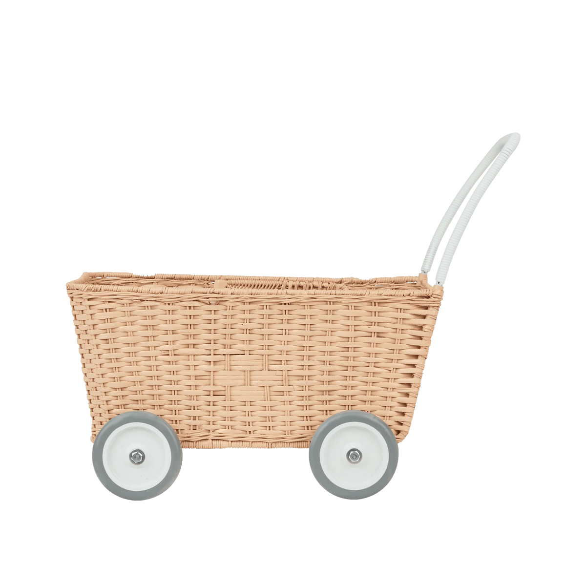 OLLIELLA RATTAN STROLLEY PRAM SEASHELL PINK