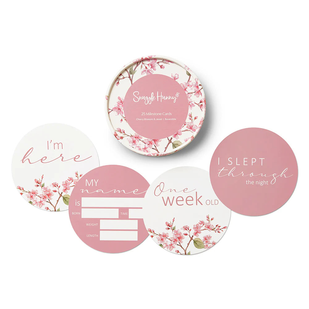 SNUGGLE HUNNY CHERRY BLOSSOM AND JEWEL BABY MILESTONE CARDS