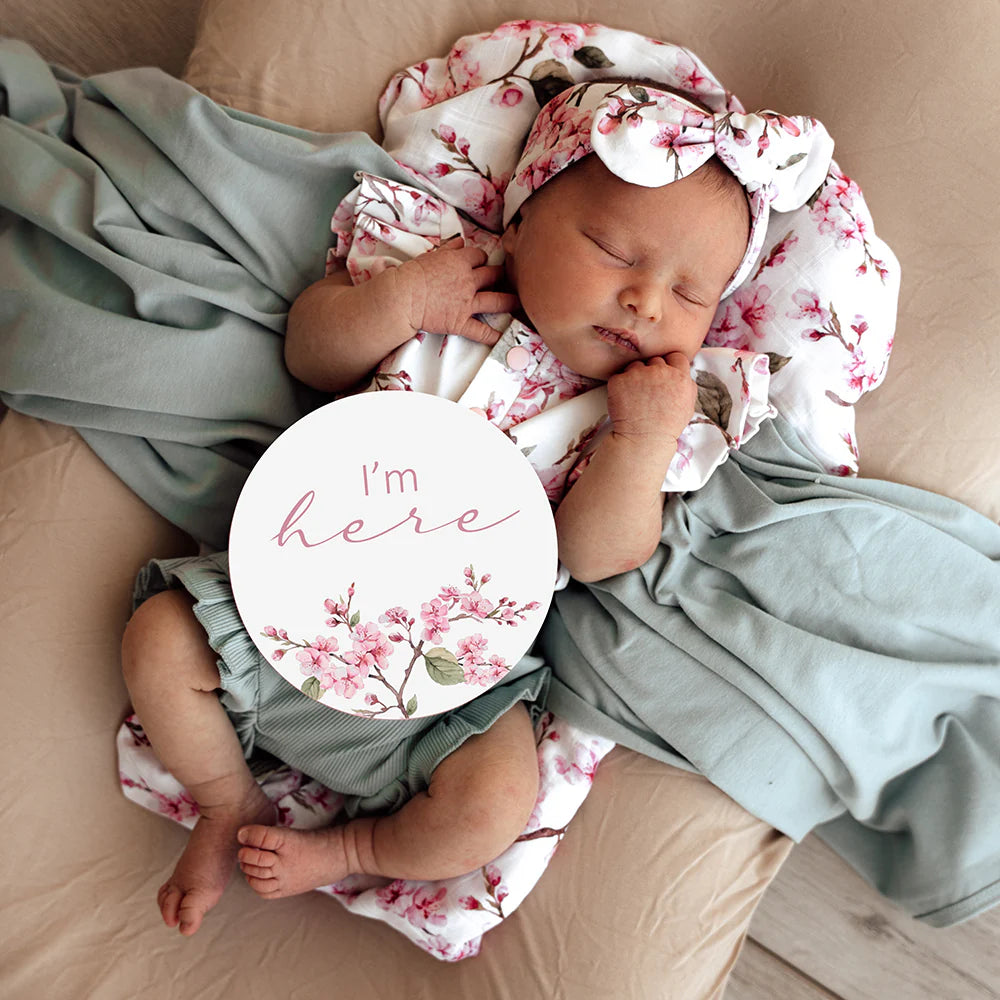 SNUGGLE HUNNY CHERRY BLOSSOM AND JEWEL BABY MILESTONE CARDS