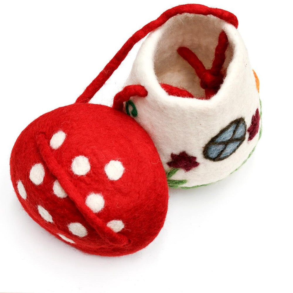 TARA TREASURES FELT MUSHROOM TOADSTOOL BAG
