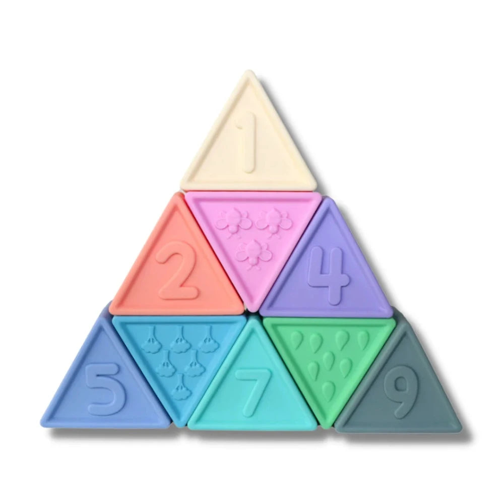 JELLYSTONE DESIGNS SILICONE TRIBLOX SET RAINBOW PASTEL