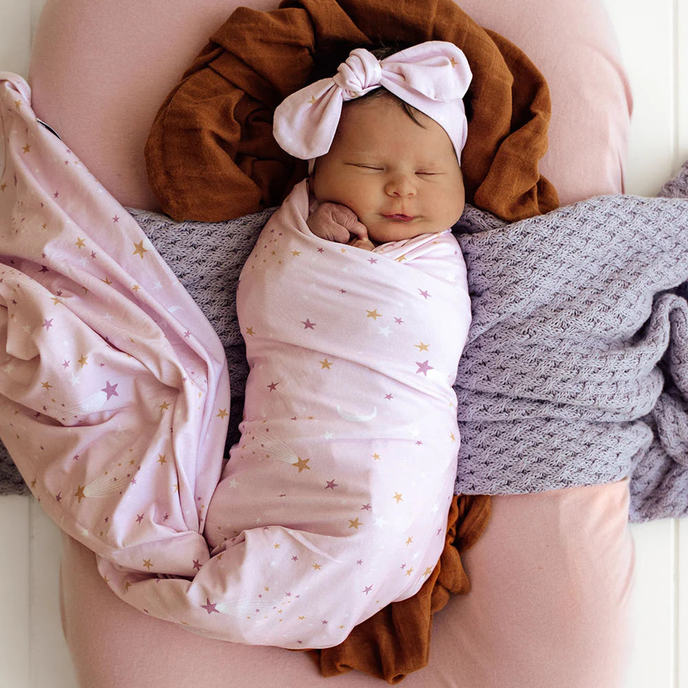 TWINKLE ORGANIC JERSEY WRAP AND TOPKNOT SET